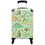 MuchoWow Handgepäckkoffer Muster - Dino - Grün - Kleiner Junge - Kind - Kinder, 4 Rollen, Reisetasche mit rollen, Handgepäck für Ferien, Trolley, Reisekoffer bunt