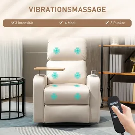 Homcom Relaxsessel mit Massagefunktion, Fernsehsessel mit Liegefunktion, Massagesessel, Stahl, Mikrofaserstoff