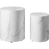 SalesFever Couchtisch oval, in Marmoroptik - weiss