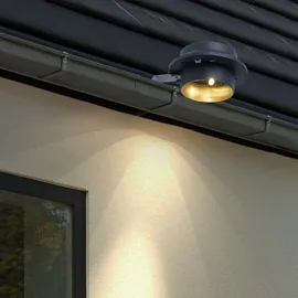Expo Börse Dachrinnenleuchte Solarlampe Wandlampe Klemme Außenleuchte Zaunlampe, Metall Kunststoff, LED warmweiß, l 16 cm, 2er Set