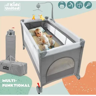 all Kids United Baby-Reisebett Kinderreisebett Kinderbett GREY - Grau