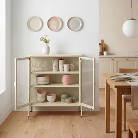 Tectake Baker Metallvitrine 80 x 37 x 90,5 cm Creme/Metall