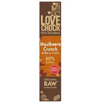 Lovechock Zartbitterschokolade Maulbeere Crunch bio