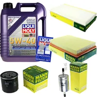 Filter Set Inspektionspaket 5 Liter Liqui Moly Motoröl Leichtlauf High Tech 5W-40 MANN-FILTER Innenraumfilter Kraftstofffilter Luftfilter Ölfilter