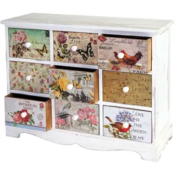 Kommode Venlo, Schubladenschrank Shabby-Look, Vintage, 9 Schubladen 60x79x30cm
