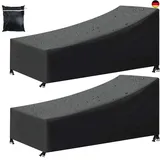 Peralng 2er Pack Gartenliege Abdeckung, Sonnenliege Liegestuhl Abdeckung Wasserdicht, Winddicht UV-Beständiges, 210D Oxford Gewebe Schutzhülle für Sonnenliege, Liegestuhl, Deckchair (200x75x40/70CM)