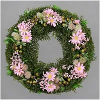 Seidenblumen Roß Frühjahrskranz mit Blüten Beeren und Früchten 32cm