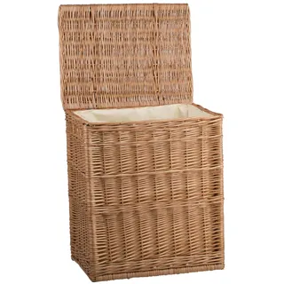 e-wicker24 Weidenkorb zur Aufbewahrung von Gegenständen und als Wäschekorb oder Spielzeugkorb geeignet Wäscheschrank Truhe für Wäsche Wäschepuff aus Weide geflochten (52x40 H60, mit Stoffeinlage)