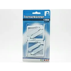 4 Tischtuchklammern, weiß mit Metallfeder, 6 x 6 cm