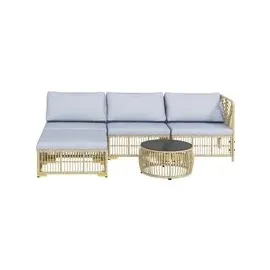 Outsunny Rattan Gartenmöbel-Set 5-tlg. Beige/Grau