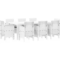 SYFAXTM Garten Essgruppe 9 pcs Weiß Polt Rattan - Weiß
