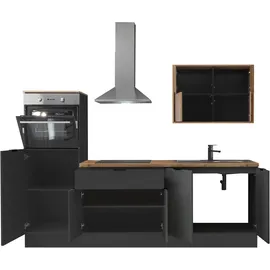 kochstation Küchenzeile KS-Georgia 250 cm schwarz