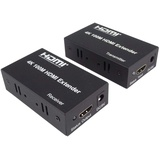 PremiumCord 4K HDMI Extender auf 100m über EIN Cat5e/Cat6 Kabel, Metallgehäuse, LED Status, Kompatibel mit Video 4K UHD, Full HD 1080p 60Hz, HDCP, schwarz