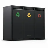 Klarstein Ordnungshüter 3-in-1 Mülleimer 45 Liter 3 Eimer Recycling Wandinstallation Schwarz