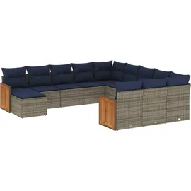 vidaXL Gartensofa-Set 12-tlg. grau Polyrattan