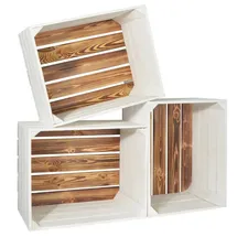 CHICCIE Holzkiste 50 x 40 x 30 cm 3-tlg. weiß