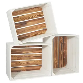 CHICCIE Holzkiste 50 x 40 x 30 cm 3-tlg. weiß