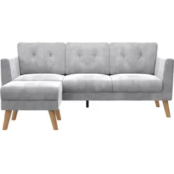 3-Sitzer "Gloria", grau (hellgrau), B:192cm H:82cm T:146cm, 100% Polyester, COSMOLIVING BY COSMOPOLITAN, Sofas, Mit Knopfsteppung