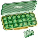 ROWNYEON Tablettenbox 7 Tage Morgens Mittags Abends,Tragbare Pillendose 7 Tage Medikamentenbox 7 Tage 3 fächer große Pillenbox für Medikamente, Vitamine, Fischöl, Nahrungsergänzungsmittel (Grün)