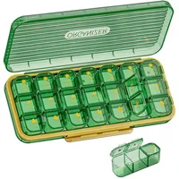 ROWNYEON Tablettenbox 7 Tage Morgens Mittags Abends,Tragbare Pillendose 7 Tage Medikamentenbox 7 Tage 3 fächer große Pillenbox für Medikamente, Vitamine, Fischöl, Nahrungsergänzungsmittel (Grün)
