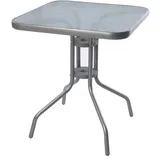 Mojawo Bistrotisch Eckig mit Glasplatte Silber Glas Metall 60x60cm