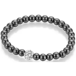 Armband FIRETTI "Schmuck Geschenk Armschmuck Armkette Edelstein Farbstein", grau (dunkelgrau, grau, weiß), Armbänder, Damen, Materialmix, mit Hämatit, Kristallstein