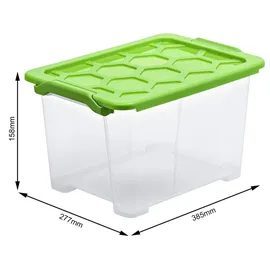 Rotho Aufbewahrungsbox Evo Safe Keeping 39,3 x 28,3 x 23 cm 3-tlg. transparent/grün
