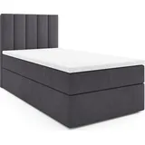 MR GROUP Boxspringbett BARI 90x200 rechts Kinderbett Jugendbett Einzelbetten Bett mit Stauraum Polsterbett Matratze Topper H3 Schlafzimmer dunkelgrau - Grau/Dunkelgrau
