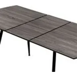 TalleR Esstisch Sabina ausziehbar 140-180 x 80 cm 6-10 Personen Küchentisch mit Metallgestell für Küche, Esszimmer Holz Optik,Farbe:Dunkelgrau - Dunkelgrau