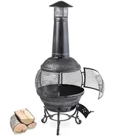 Blumfeldt Flavius, Feuerstelle, Gartenofen, Gartenkamin, Terrassenofen, Gusseisen, 360° Rundum-Gitter, Funkenschutz, antikes Design, Zugluftklappe, Eisenverzierungen, Altsilber