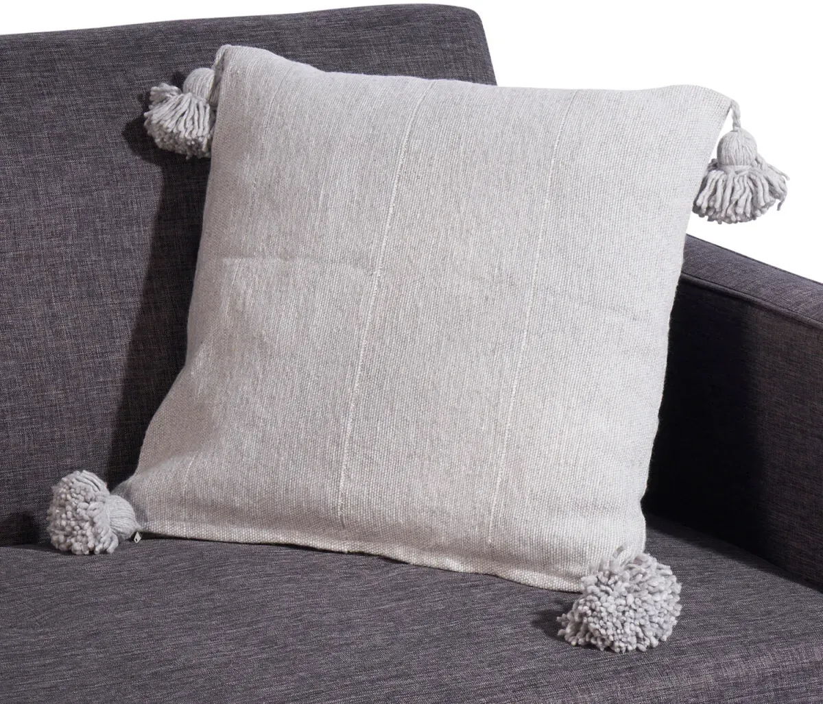 Marokkanisches Kissen Sofakissen aus Wolle Mousma Grau