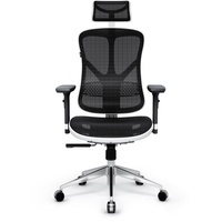 Diablo Chairs Diablo V-Basic Bürostuhl Ergonomisch Schreibtischstuhl Drehstuhl mit integrierter Lendenwirbelstütze 3D Armlehnen Verstellbare Kopfstütze Wippfunktion Höhenverstellbar (weiß/schwarz)