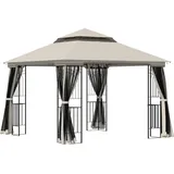 Gartenpavillon, Beige, Metall, 299x274x299 cm, Sonnen- & Sichtschutz, Pavillons & Pergolas, Pavillons