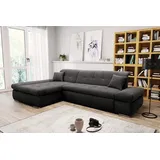 DOMO collection Ecksofa »Moric, L-Form, XXL-Sofa - Breite 300cm«, wahlweise mit Bettfunktion und Armteilverstellung, Cord grau