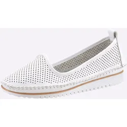 Slipper HEINE, Damen, Gr. 38, weiß, Leder, Glattleder, sportlich, Schuhe