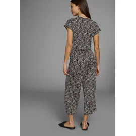 LAURA SCOTT LAURA SCOTT, Damen, Gr. 44, N-Gr, schwarz (schwarz, sand, geometrisch), Jersey, Obermaterial: 95% Viskose, 5% Elasthan, gemustert, figurumspielend wadenlang, V-Ausschnitt, Overalls Jumpsuit, mit geometrischem Muster