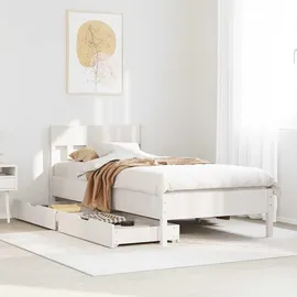 vidaXL Massivholzbett 100 x 200 cm Weiß