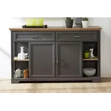 Innostyle Sideboard INNOSTYLE "Jasmin", grau (graphitfarben, eichefarben), B:171cm H:102cm T:48cm, Holzwerkstoff, MDF, Sideboards, Sideboard, Breite 171 cm, 2 Holztüren, 2 Schubkästen, 4 offene Fächere