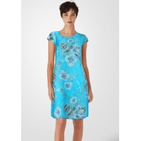 PEKIVESSA Sommerkleid Leinenkleid knielang kurzarm (Einzelartikel, 1-tlg) mit Blumenmuster blau 40