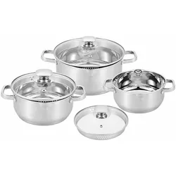 CS Koch-Systeme Topf-Set »Leipzig«, Edelstahl, (Set, 6 tlg., je 1 Bratentopf mit Glasdeckel Ø 16/20/24 cm), rostfrei, Induktion CS Koch-Systeme silberfarben