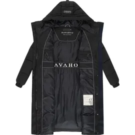 Navahoo Damen langer Wintermantel warmer Steppmantel mit 2-Wege-Reißverschluss und verstellbarer Kapuze Taublüte XIV Black Gr. 5XL - 5XL