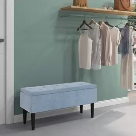 Homcom Truhenbank Samt Blau 38 x 45 x 95 cm