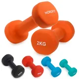 Kurzhanteln mit Neoprenbeschichtung für Heimtraining, Pilates, Fitnessstudio, Cardio, Hantel-Set in 1 kg, 2 kg, 3 kg, 4 kg, 5 kg, Paar Nordfit