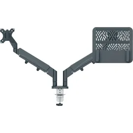 Leitz Ergo Platzsparender Dual Monitorarm mit Laptophalterung Grau
