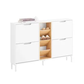 SoBuy Schuhkipper 126 x 85 x 19 cm mit 4 Klappen / weiß