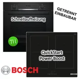 Bosch Backofen-Set EcoClean Teleskopauszug + Induktionskochfeld PowerBooster autark 60cm