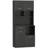 Homcom Küchenschrank 80 x 35 x 180 cm Schwarz