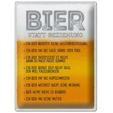 Femer GmbH Metallschild Spruch 30x40 cm Bier statt Beziehung, (1 St), gewölbte Oberfläche, abgerundete Ecken, umgeschlagene Kanten