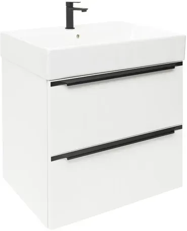 Naturel Nobia Badezimmerschrank mit Waschbecken 60x60x46 cm glanz weiß glanz NOBIA60ZBLSAT