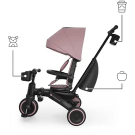 Kinderkraft JAZZ 3 Dreirad faltbar ab ca. 9 Monaten bis 25 kg, 360° drehbarer Sitz, Halbliegeposition vorwärts/rückwärts, UPF 50+ Verdeck wasserabweisend, Freilauf & Lenkermodus, kompakt faltbar, Rosa